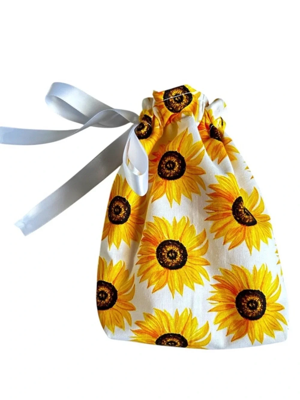 Hand Crafted Colorful Floral Sunflowers Reusable Eco Friendly Fabric Gift Bag